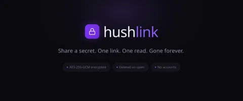 HushLink secret creation and reveal screens