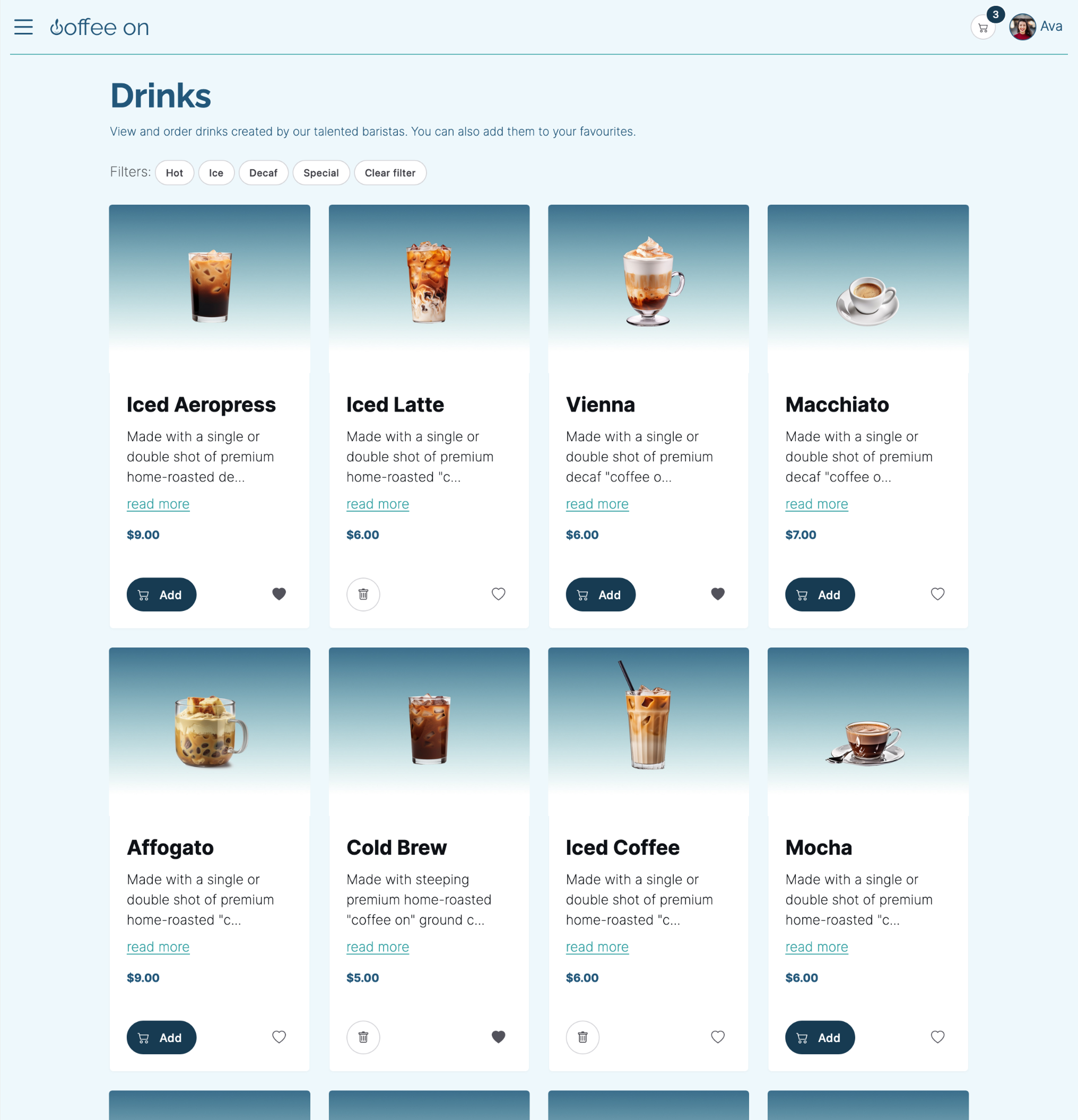 drinks screen