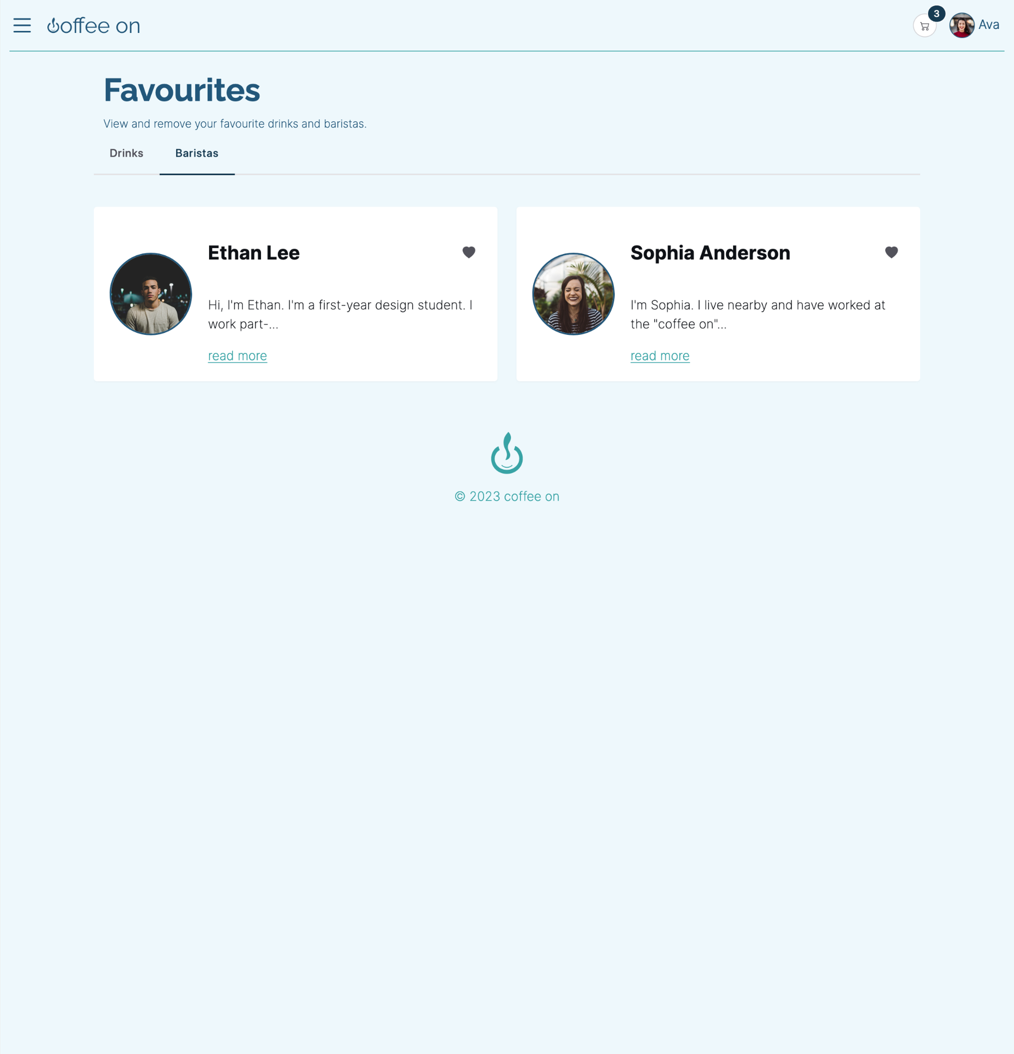 favorite baristas screen