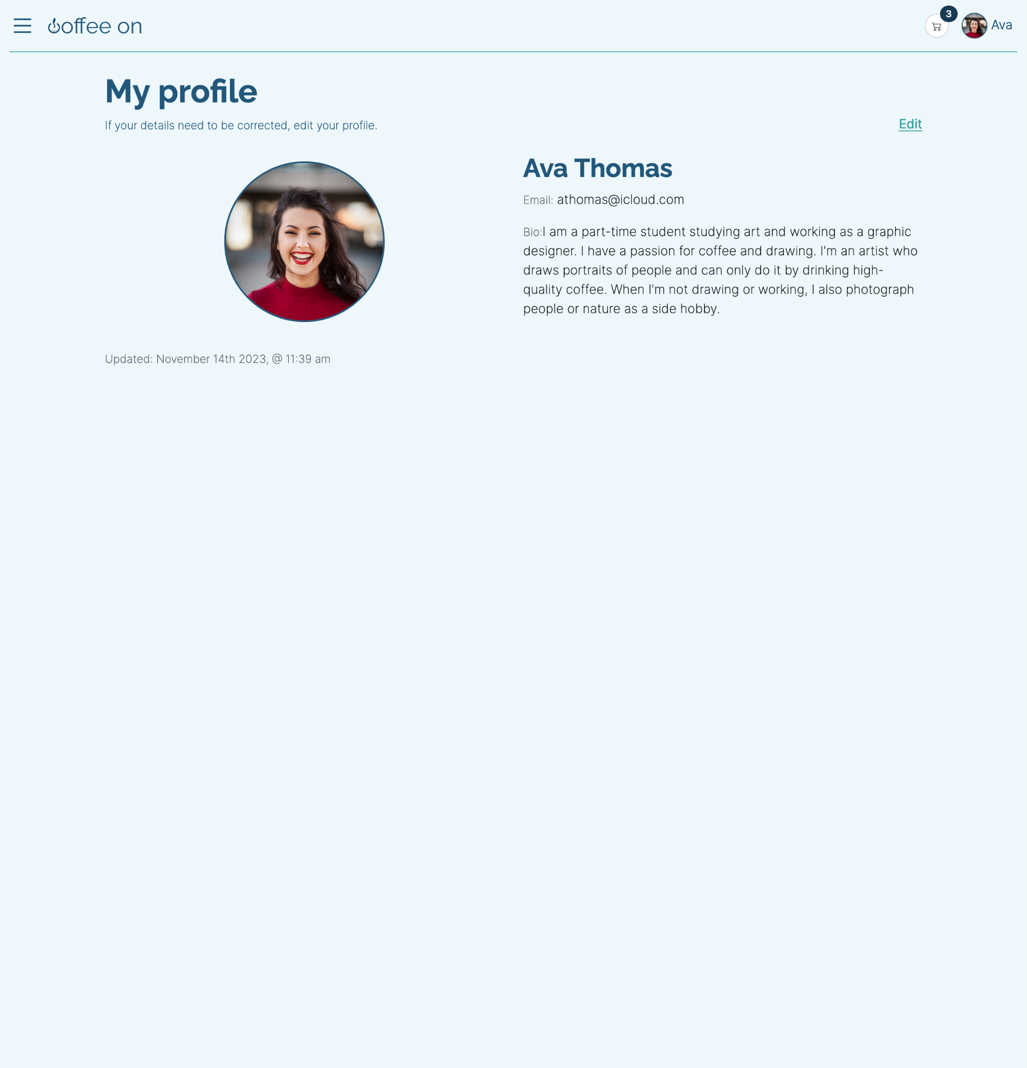 profile screen