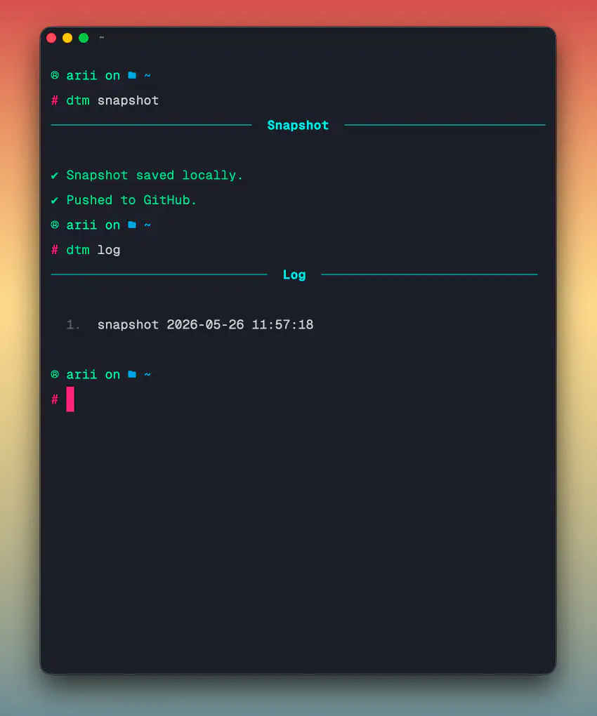 Snapshot command output