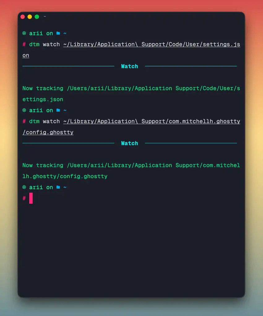 Watch command output