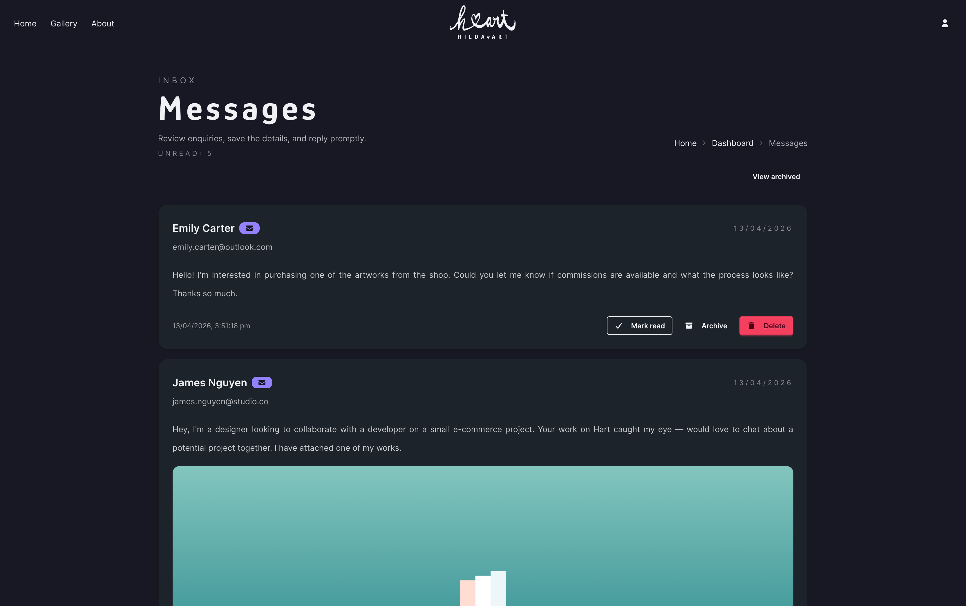 messages page
