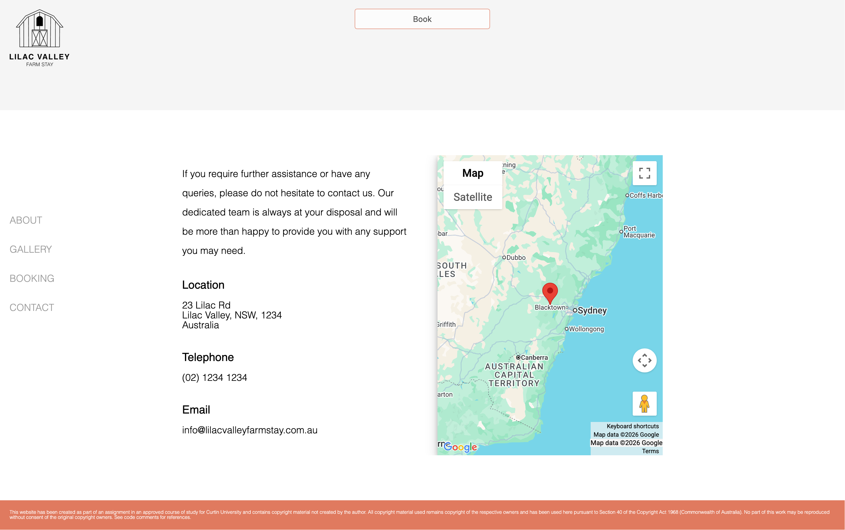 Contact section with embedded Google Map