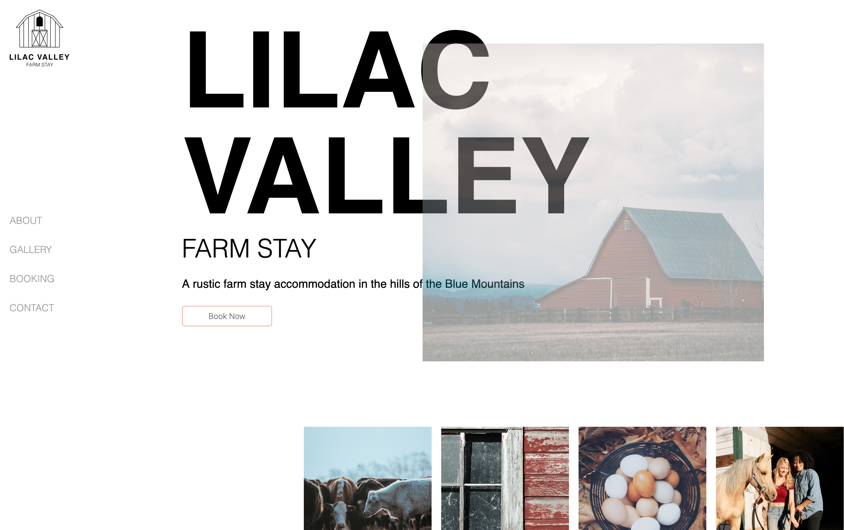 Home page, hero section with background image and call to action