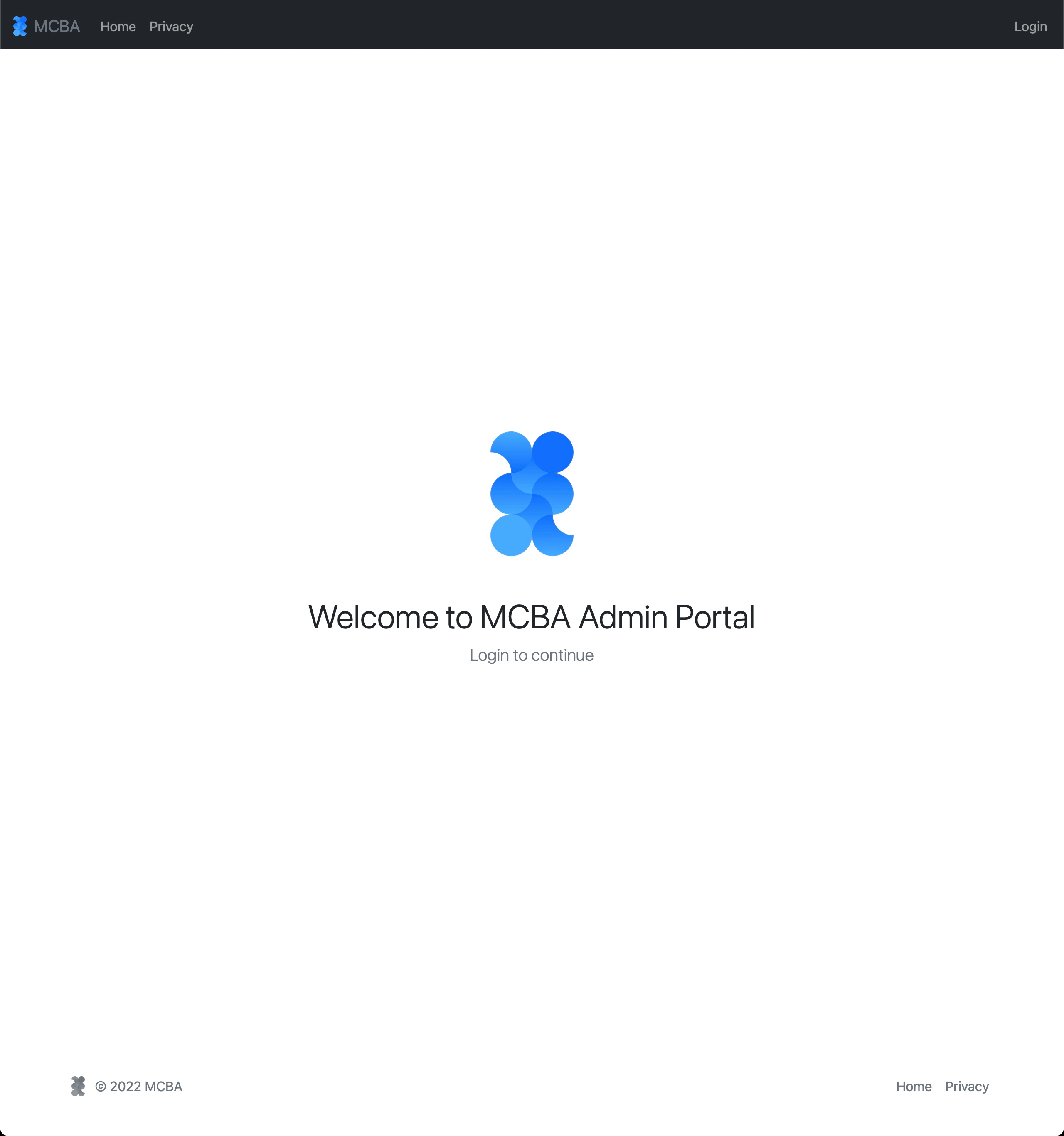 Admin portal page